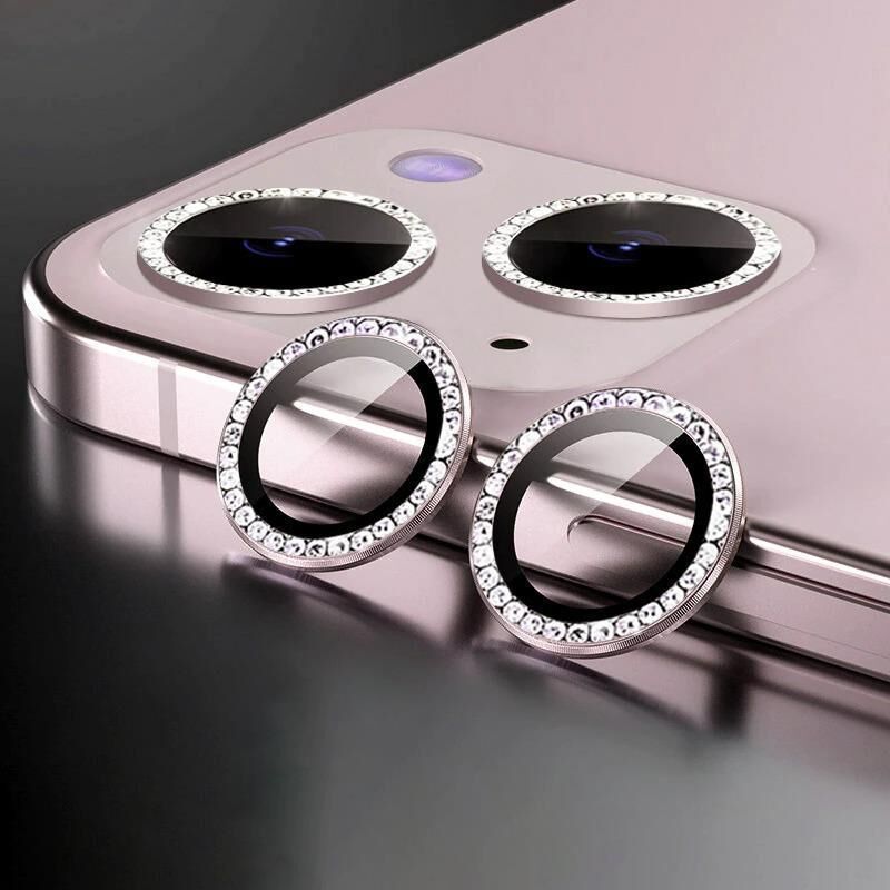 Binano Iphone 13/13 Mini Taşlı Pembe Kamera Koruyucu