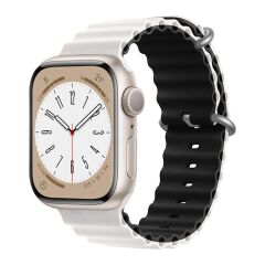 E2M APPLE WATCH 38-40-41MM KRD-28 OCEAN ÇİFT RENKLİ BEYAZ KORDON
