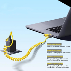 E2M 4IN1 SPİRAL DATA KABLOSU SİYAH