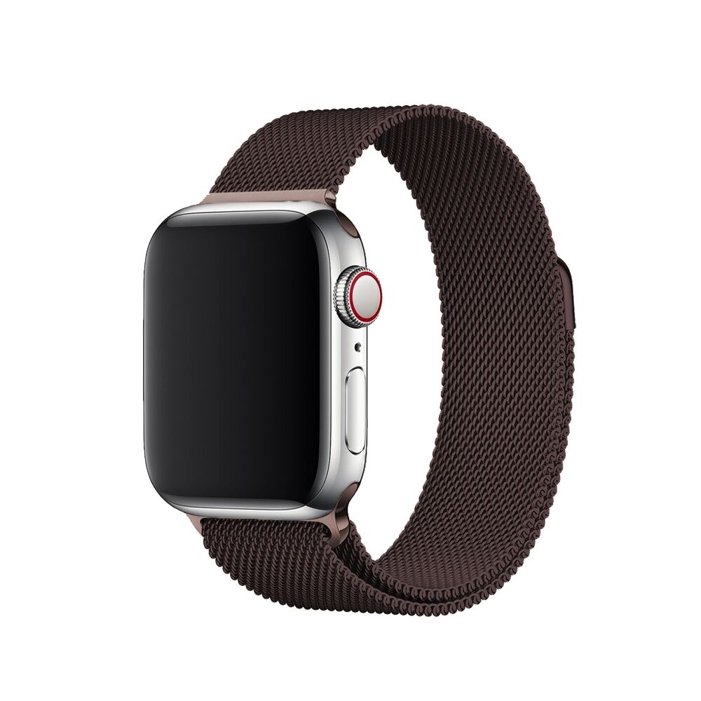 E2M Apple Watch 42-44mm KRD-01 Metal Hasır Kahverengi Kordon