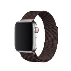 E2M Apple Watch 42-44mm KRD-01 Metal Hasır Kahverengi Kordon