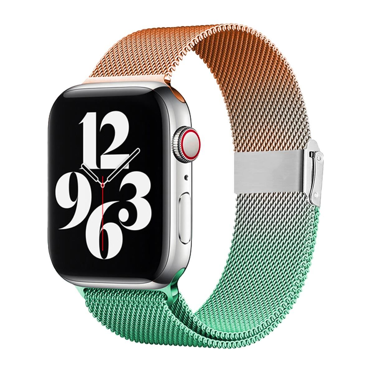 E2M APPLE WATCH 42-44-45-46-49MM KRD-31 METAL ÇİFT RENKLİ TURUNCU KORDON