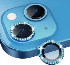 Binano Iphone 11/12/12 Mini Taşlı Mavi Kamera Koruyucu
