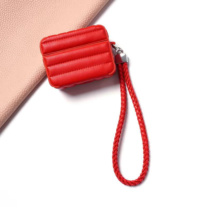 E2M AIRPODS 4 DERİ PUFF KILIF KIRMIZI