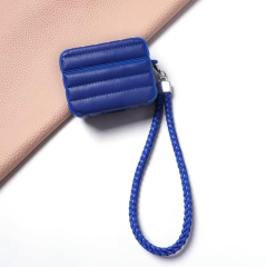 E2M AIRPODS 4 DERİ PUFF KILIF MAVİ