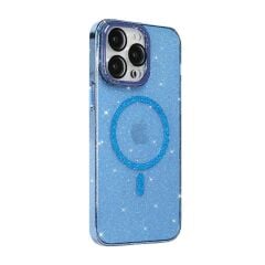 BİKAPAK MAGFIT IPHONE 15 PRO YALDIZLI MAVİ KAPAK