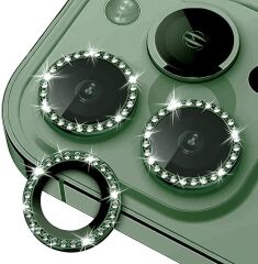 Binano Iphone 12 Pro Max Taşlı Yeşil Kamera Koruyucu