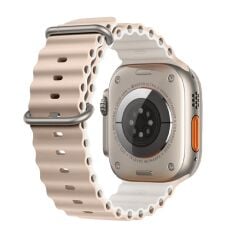 E2M APPLE WATCH 42-44-45-46-49MM KRD-28 OCEAN ÇİFT RENKLİ KREM KORDON