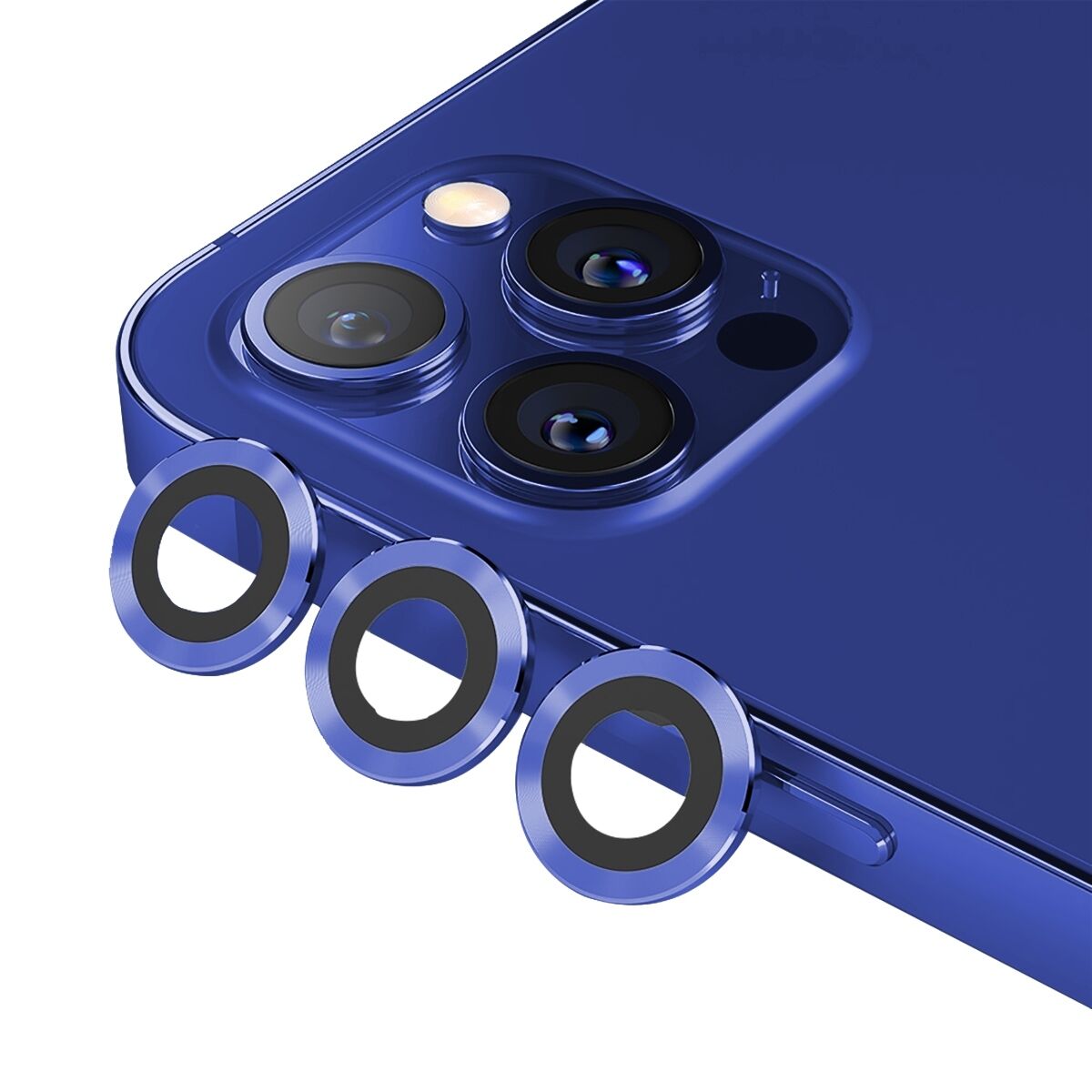 BİNANO METAL RİNG IPHONE 12 PRO MAX KAMERA KORUYUCU MAVİ