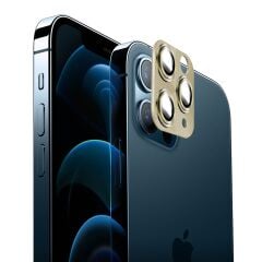 BİNANO IPHONE 12 PRO 360 METAL RETRO GOLD CAMERA KORUYUCU