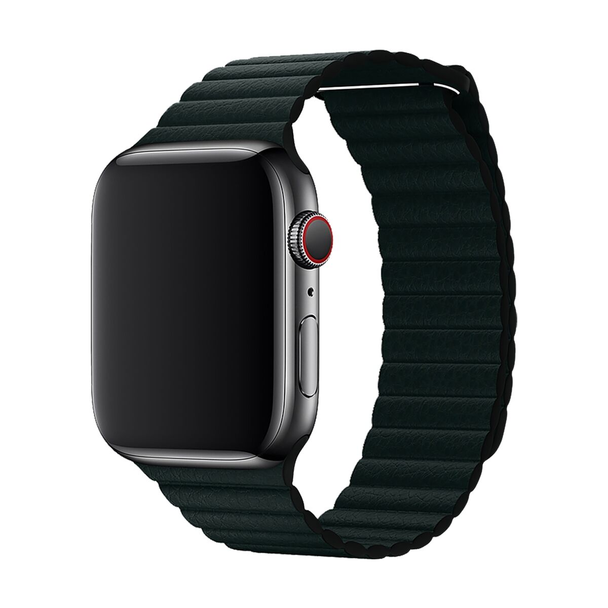 E2M Apple Watch 42-44-45-46-49mm KRD-06 Deri Bükme Koyu Yeşil Kordon