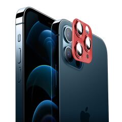 BİNANO IPHONE 12 PRO 360 METAL KIRMIZI CAMERA KORUYUCU