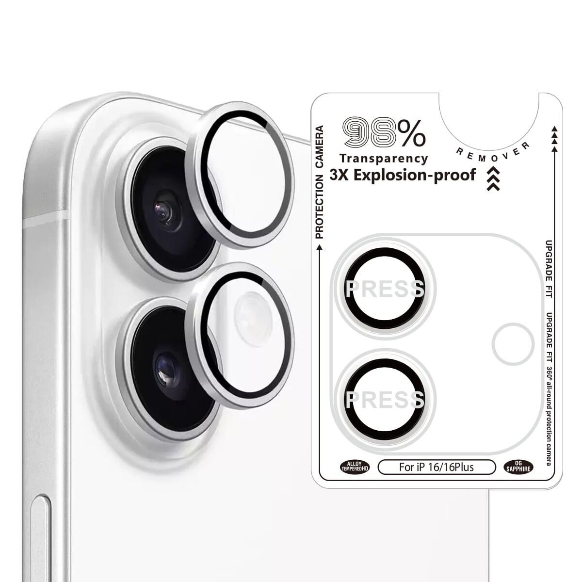 BİNANO IPHONE 16/16 PLUS SAFİR SİLVER KAMERA KORUYUCU