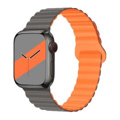 E2M APPLE WATCH 42-44-45-46-49MM KRD-06 DERİ BÜKME ÇİFT RENKLİ GRİ KORDON
