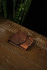 BİDERİ EPHESUS HAKİKİ DERİ ÇITÇITLI KALEMLİ CÜZDAN KAHVERENGİ