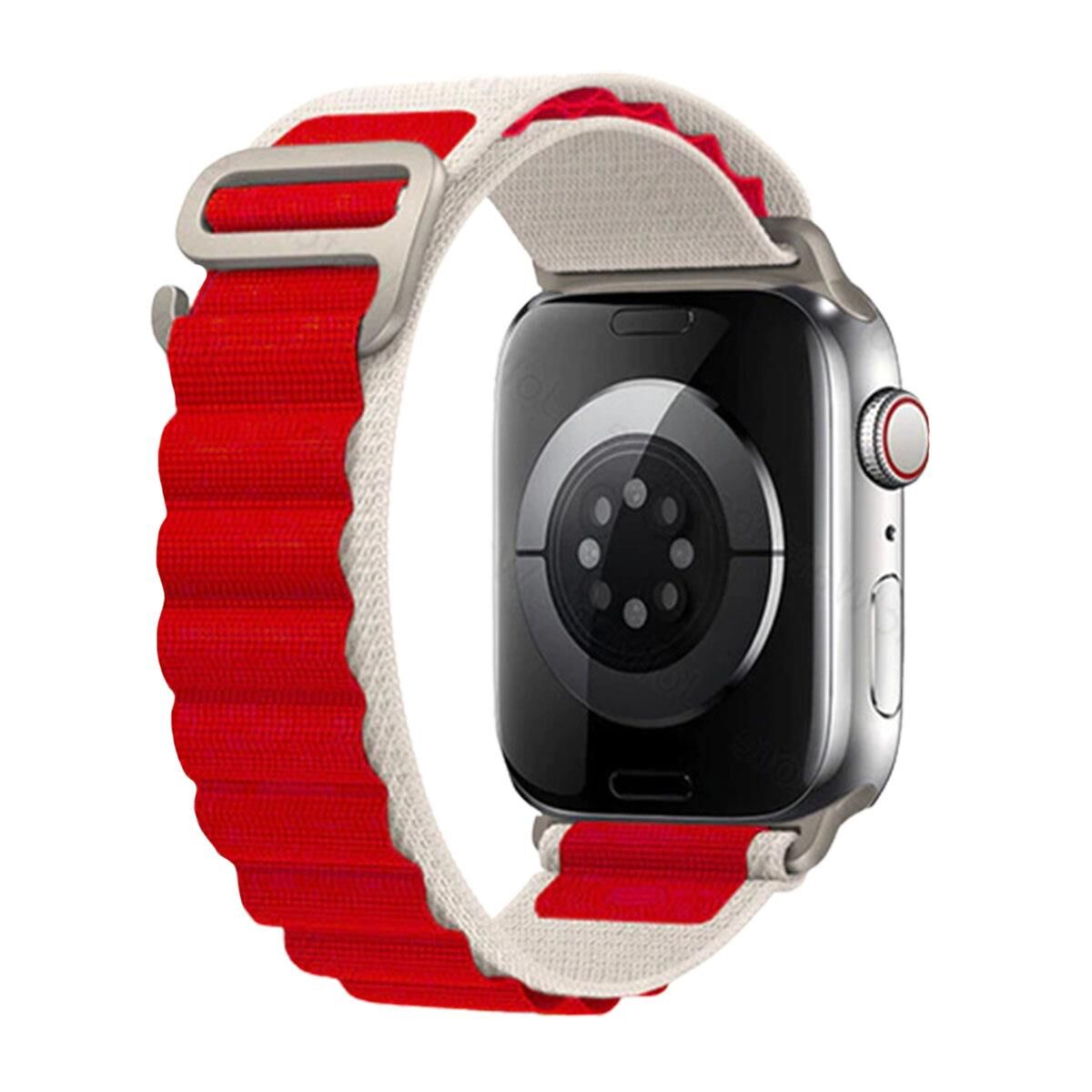 E2M APPLE WATCH 42-44-45-46-49MM KRD-26 ALPINE ÇİFT RENKLİ KIRMIZI KORDON