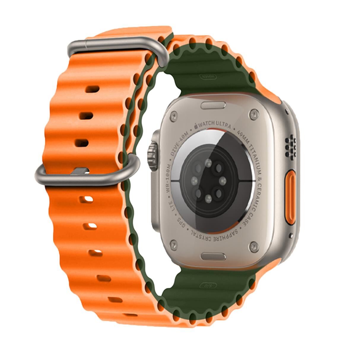 E2M APPLE WATCH 42-44-45-46-49MM KRD-28 OCEAN ÇİFT RENKLİ TURUNCU KORDON