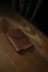 BİDERİ ASPENDOS HAKİKİ DERİ MAGSAFE MEKANİZMALI KARTLIK KAHVERENGİ