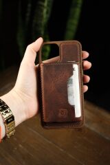 BİDERİ OLYMPOS HAKİKİ DERİ MAGSAFE MEKANİZMALI KARTLIK KAHVERENGİ