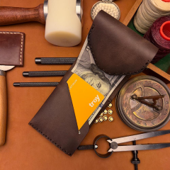 BİDERİ TROYA HAKİKİ DERİ ÇİFT KATLI CÜZDAN KAHVERENGİ