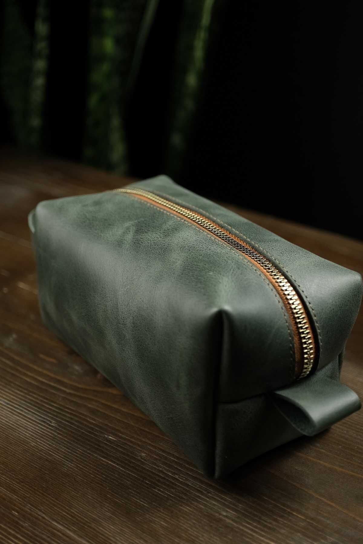 BİDERİ PERGE HAKİKİ DERİ EL ÇANTASI YEŞİL