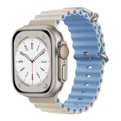 E2M APPLE WATCH 42-44-45-46-49MM KRD-28 OCEAN ÇİFT RENKLİ MAVİ KORDON