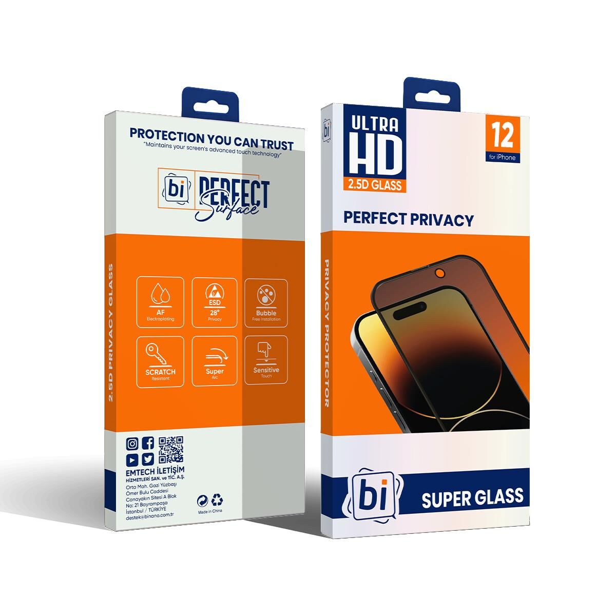 Bİ 2,5D PRIVACY SUPER GLASS IPHONE 12/12 PRO EKRAN KORUYUCU