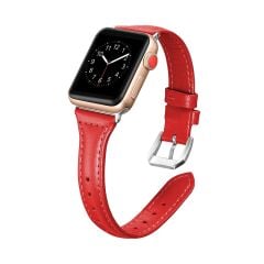 E2M Apple Watch 42-44-45-46-49mm KRD-13 Deri Kırmızı Kordon