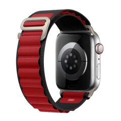 E2M APPLE WATCH 42-44-45-46-49MM KRD-26 ALPINE ÇİFT RENKLİ BORDO KORDON