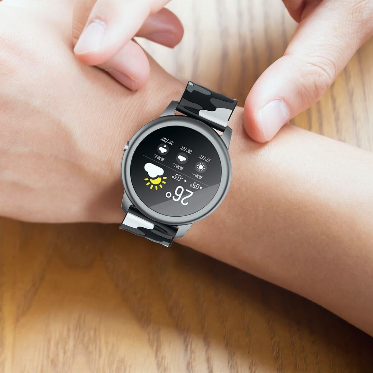 E2M Samsung Watch 20mm KRD-24 Kamuflaj Gri Kordon