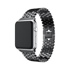 E2M Apple Watch 42-44-45-46-49mm KRD-16 Metal Siyah Kordon