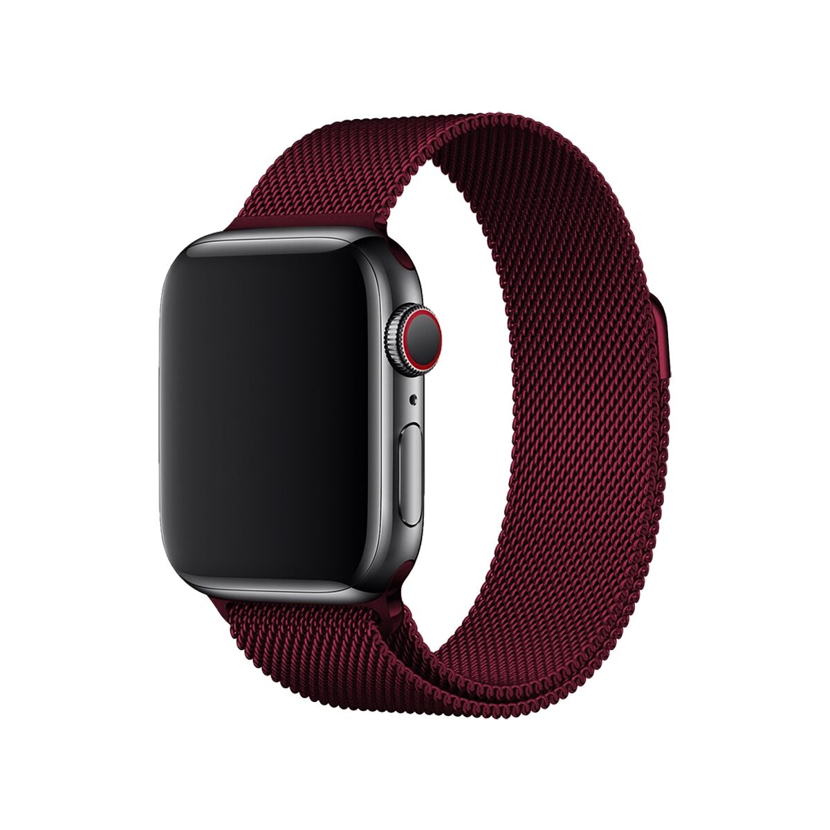 E2M Apple Watch 38-40-41mm KRD-01 Metal Hasır Bordo Kordon