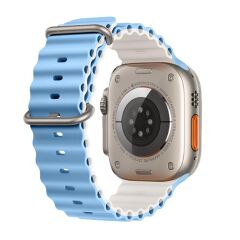 E2M APPLE WATCH 42-44-45-46-49MM KRD-28 OCEAN ÇİFT RENKLİ AÇIK MAVİ KORDON