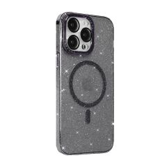 BİKAPAK MAGFIT IPHONE 15 PRO YALDIZLI SİYAH KAPAK