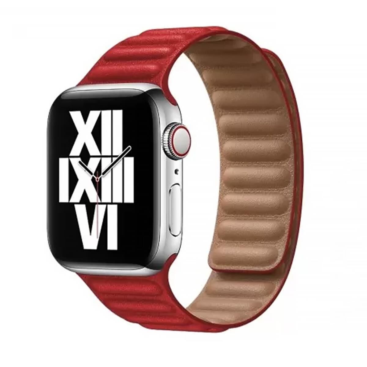 E2M Apple Watch 42-44-45-46-49mm KRD-14 Deri Kırmızı Kordon