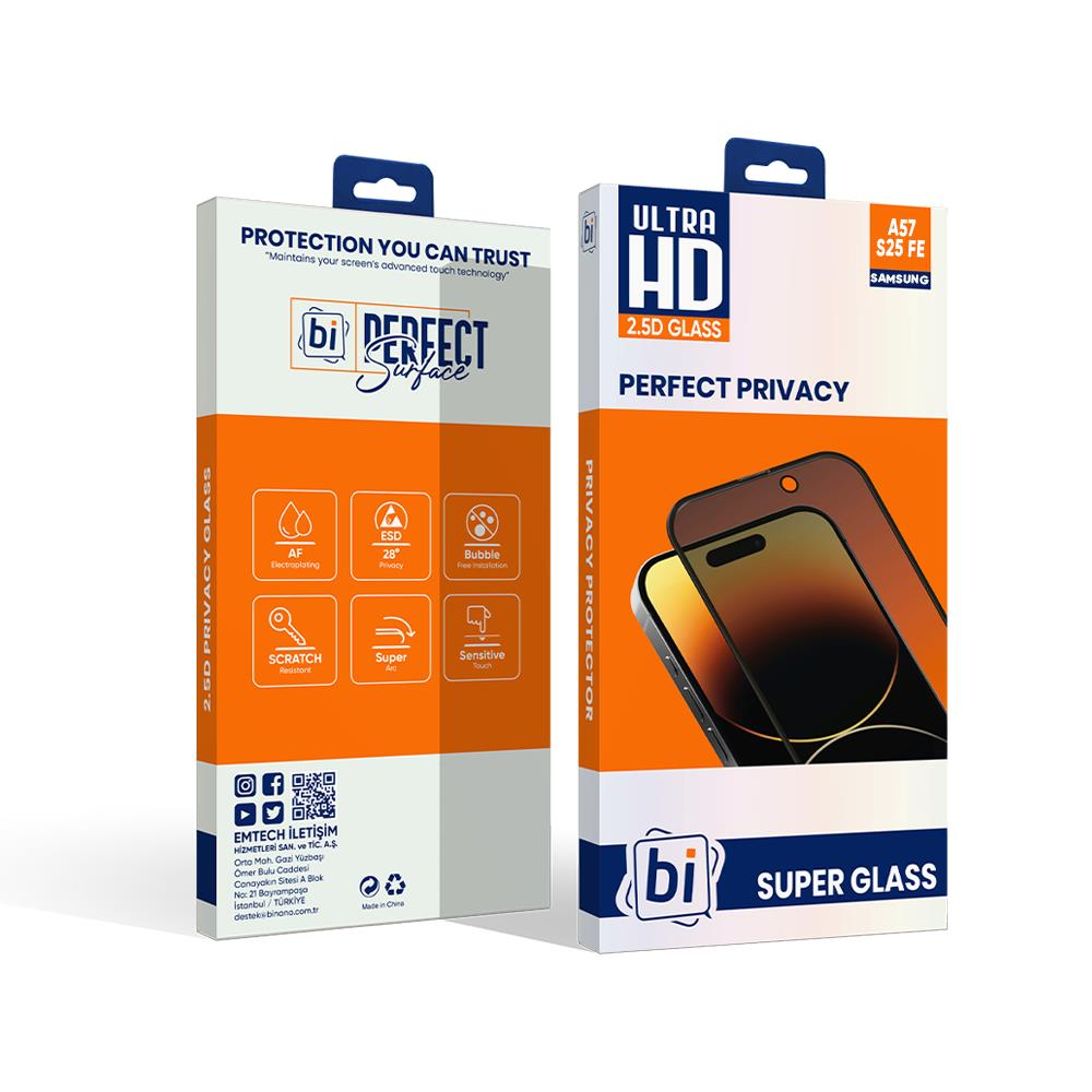 Bİ 2,5D PRIVACY SUPER GLASS SAMSUNG A57/S25 FE EKRAN KORUYUCU