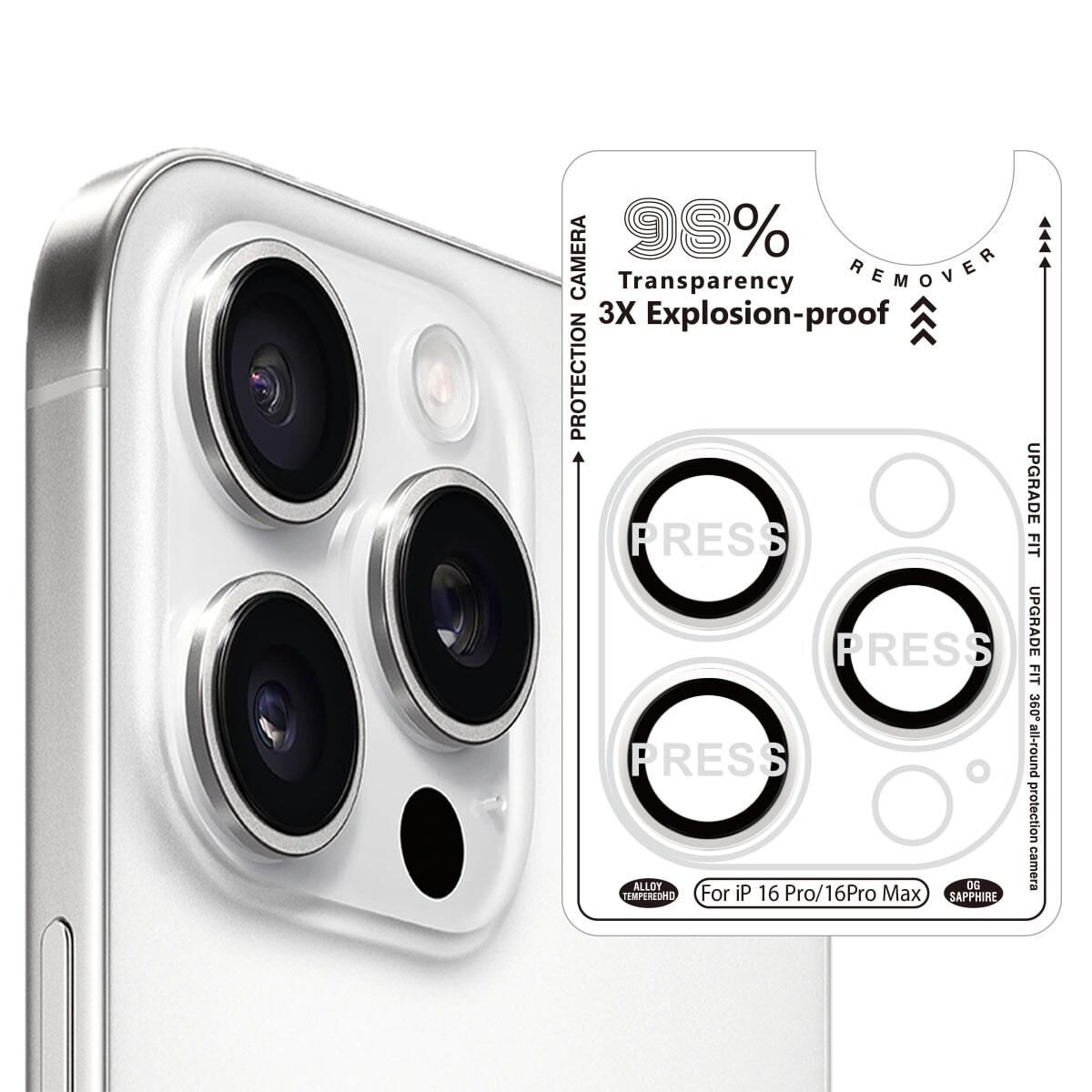 BİNANO IPHONE 17 PRO/17 PRO MAX 16 PRO/16 PRO MAX SAFİR SİLVER KAMERA KORUYUCU