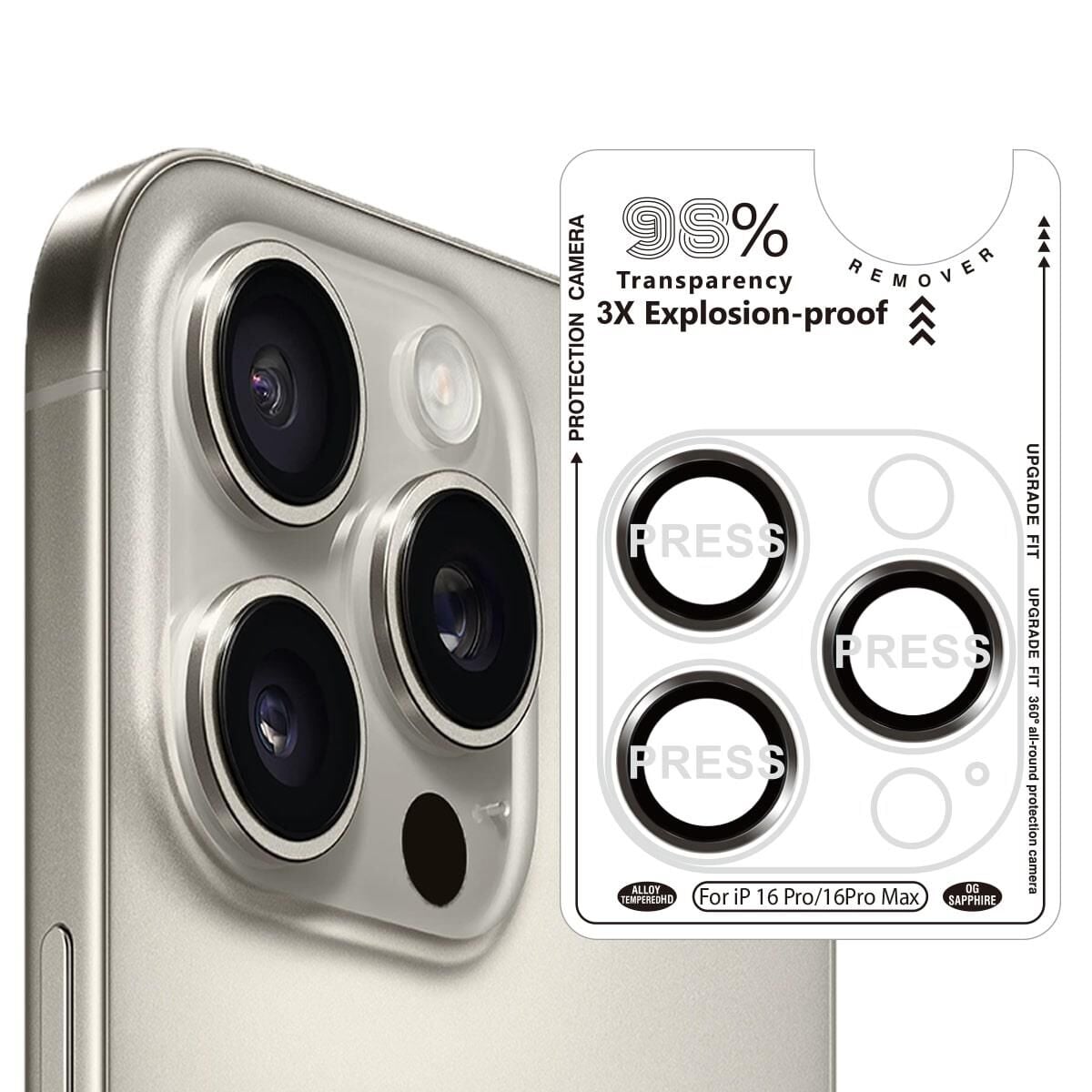 BİNANO IPHONE 17 PRO/17 PRO MAX 16 PRO/16 PRO MAX SAFİR NATUREL KAMERA KORUYUCU