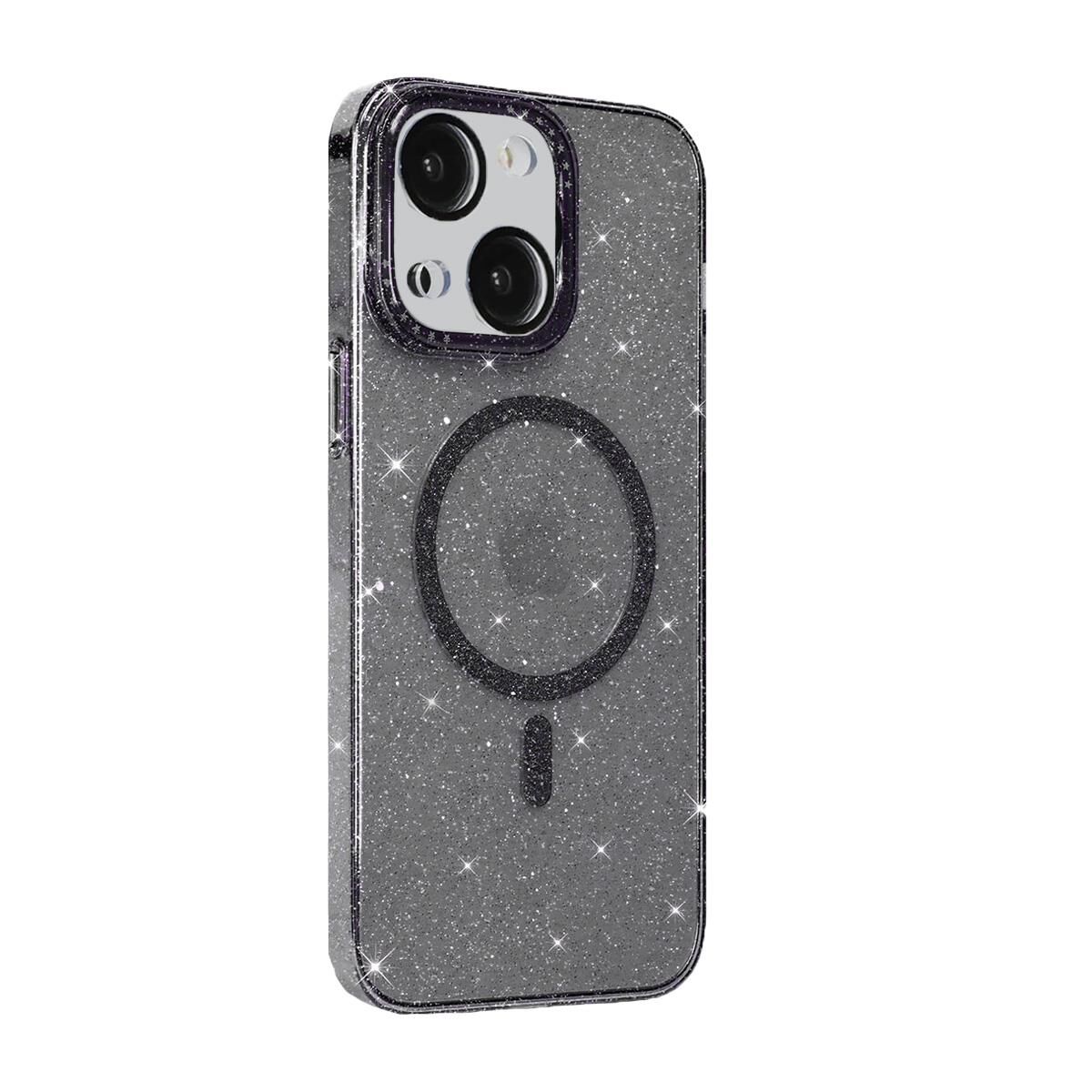 BİKAPAK MAGFIT IPHONE 15 YALDIZLI SİYAH KAPAK