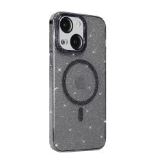 BİKAPAK MAGFIT IPHONE 15 YALDIZLI SİYAH KAPAK