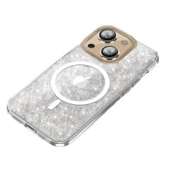 BİKAPAK MAGFIT IPHONE 15 YALDIZLI ŞEFFAF KAPAK