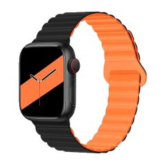 E2M APPLE WATCH 38-40-41MM KRD-06 DERİ BÜKME ÇİFT RENKLİ TURUNCU KORDON