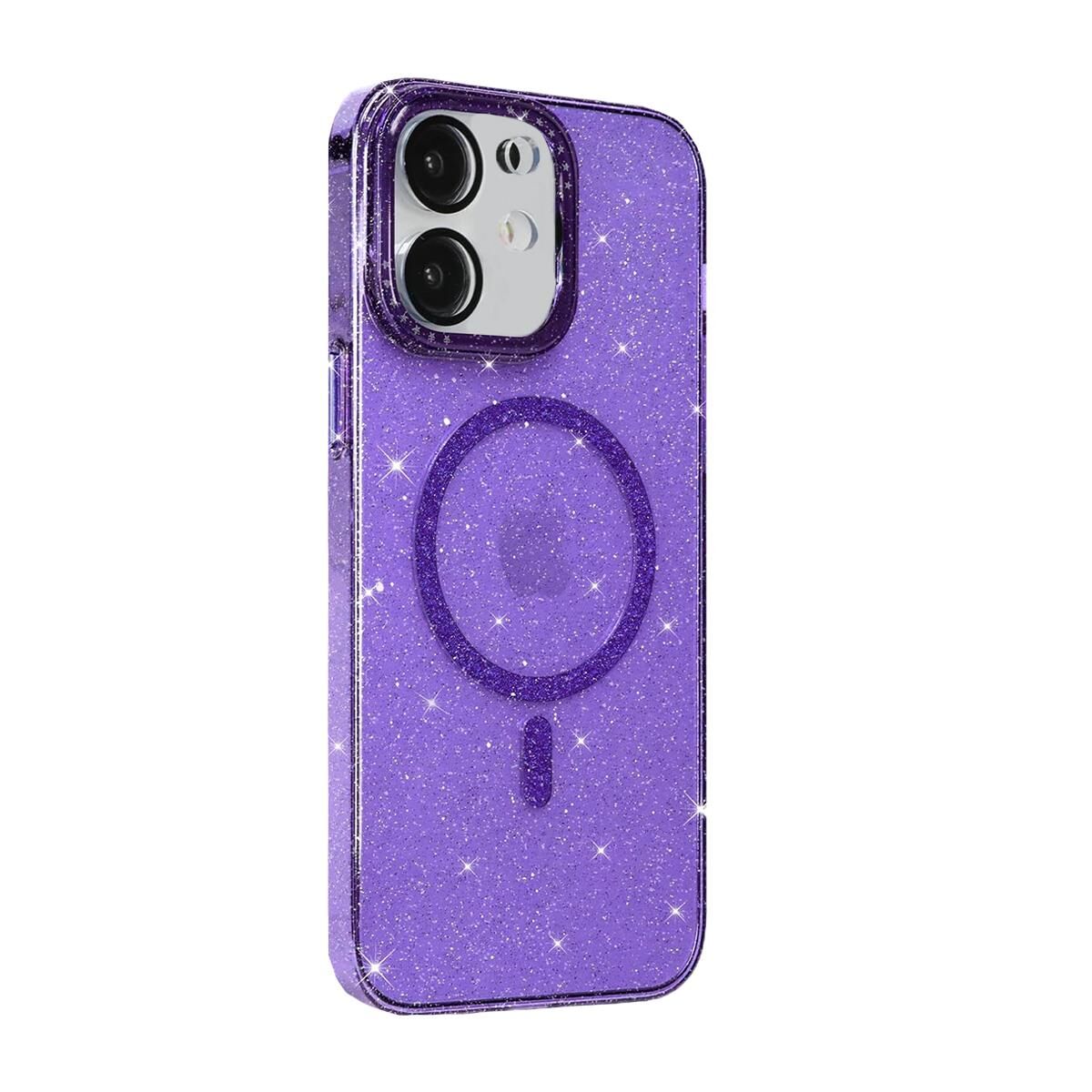 BİKAPAK MAGFIT IPHONE 11 YALDIZLI MOR KAPAK