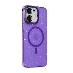 BİKAPAK MAGFIT IPHONE 11 YALDIZLI MOR KAPAK