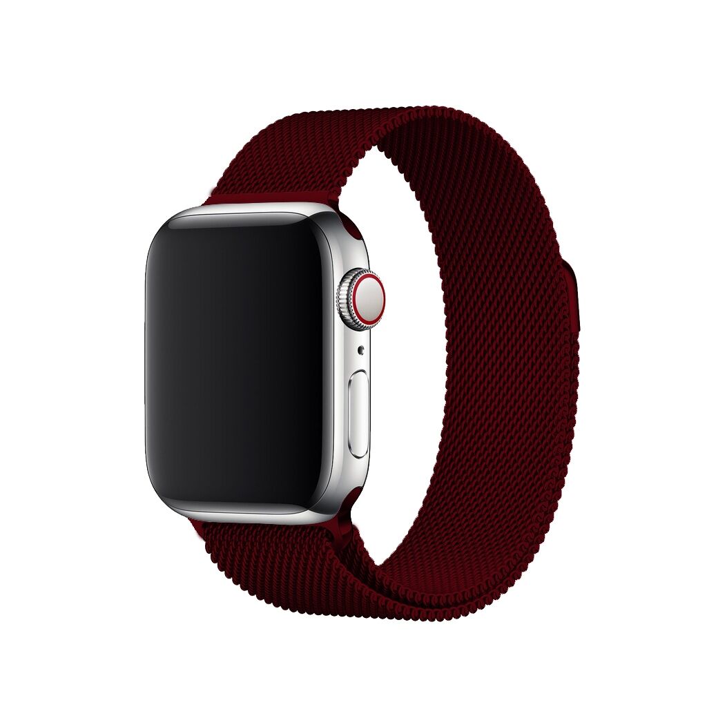 E2M Apple Watch 42-44-45-46-49mm KRD-01 Metal Hasır Mürdüm Kordon