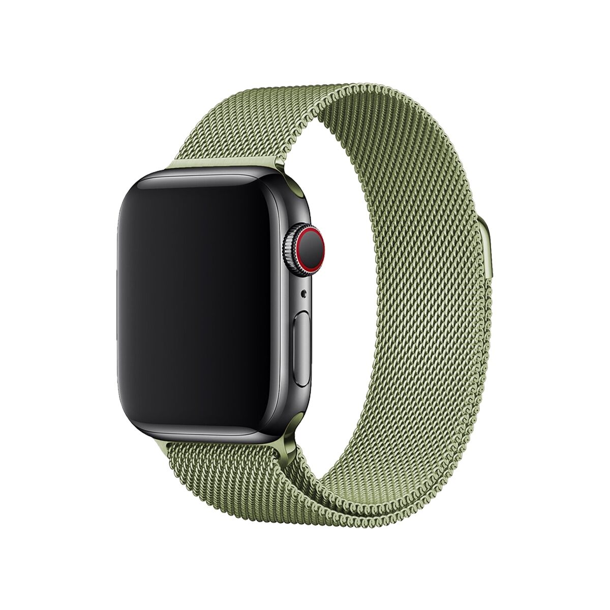 E2M Apple Watch 42-44-45-49mm KRD-01 Metal Hasır Açık Yeşil Kordon