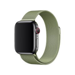 E2M Apple Watch 42-44-45-49mm KRD-01 Metal Hasır Açık Yeşil Kordon