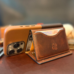 BİDERİ CAESAR HAKİKİ DERİ MAGSAFE KARTLIK KAHVERENGİ