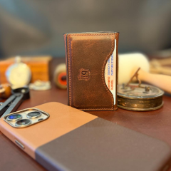 BİDERİ CAESAR HAKİKİ DERİ MAGSAFE KARTLIK KAHVERENGİ