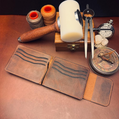 BİDERİ APOLLON HAKİKİ DERİ MANDALLI KARTLIK KAHVERENGİ